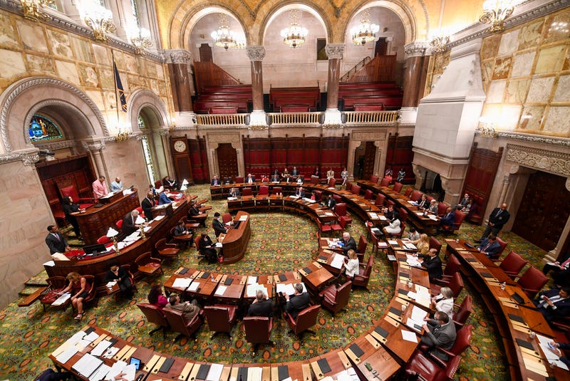 The Senate Chamber is pictured during a legislative session at the state Capitol on the last scheduled day of the 2022 legislative session, Thursday, June 2, 2022, in Albany, N.Y