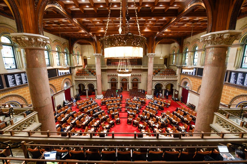 The Assembly Chamber is pictured during a legislative session at the state Capitol on the last scheduled day of the 2022 legislative session Thursday, June 2, 2022, in Albany, N.Y