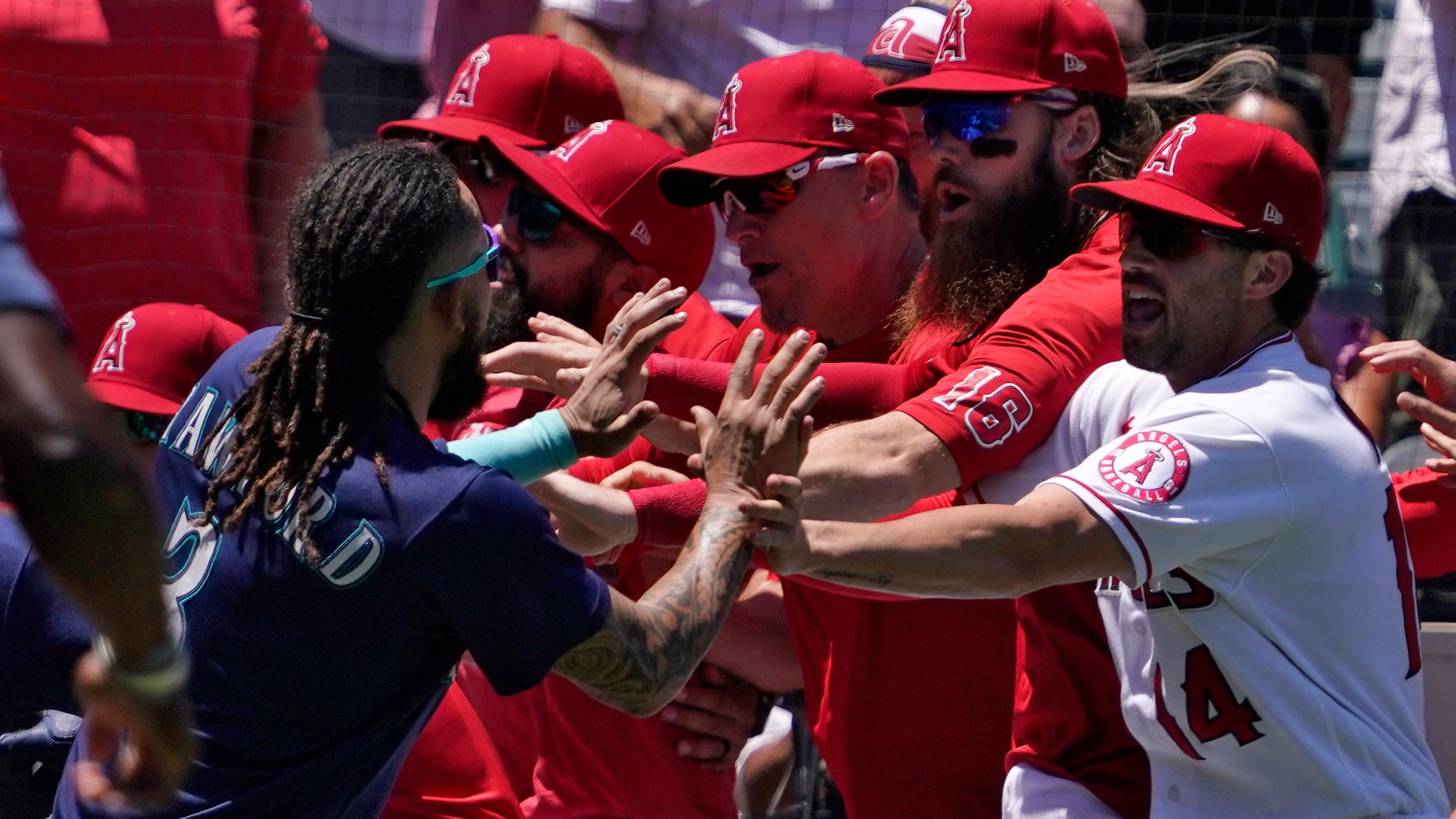 Angels' Nevin banned 10 games for brawl; M's Winker gets 5