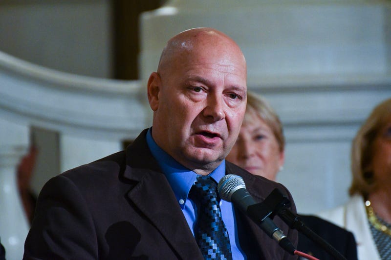 Doug Mastriano, speaks at an event on July 1, 2022, at the state Capitol in Harrisburg, Pa.