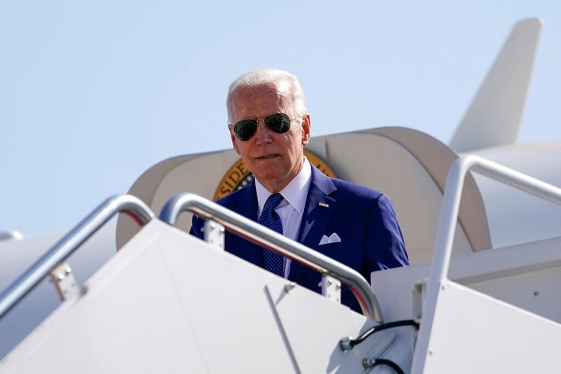 President Joe Biden arrives on Air Force One at Andrews Air Force Base, Md., Monday, Aug. 29, 2022, en route to Washington. Biden will push for a new ban on assault-style weapons when he talks about his crime prevention plans in Wilkes-Barre, Pa., on Tuesday.