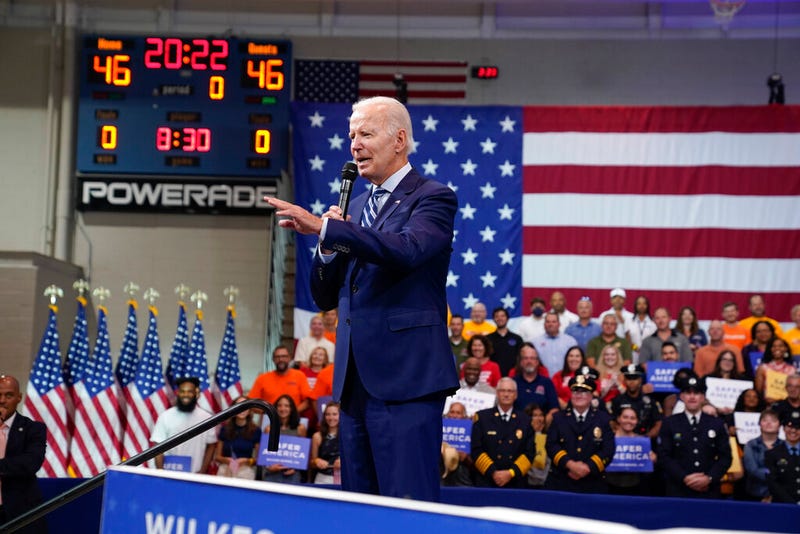 President Joe Biden speaks at the Arnaud C. Marts Center on the campus of Wilkes University, Tuesday, Aug. 30, 2022, in Wilkes-Barre, Pa.