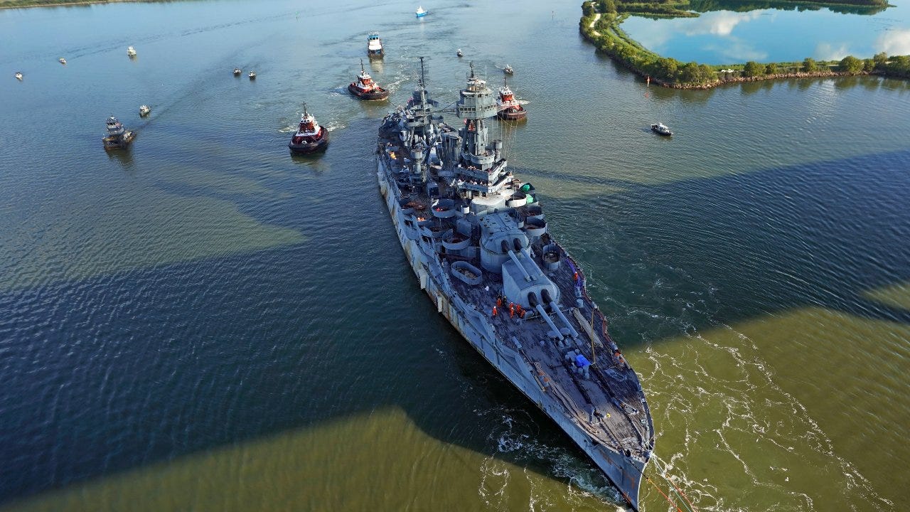 Leaky battleship from WWI and WWII completes trip for $35M repairs