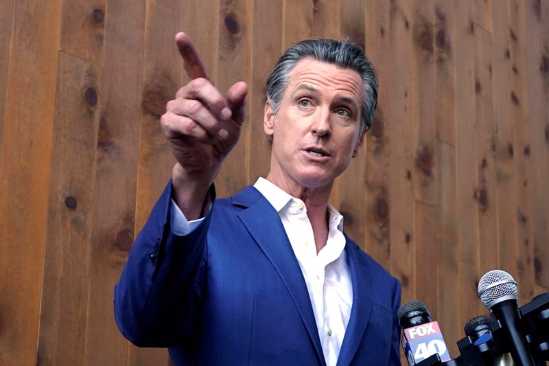 California Gov. Gavin Newsom said on Friday, Oct. 7, 2022, that he will call a special session of the state Legislature on Dec. 5, to pass a new tax on oil companies in response to high gas prices, while talking to reporters in Sacramento, Calif.