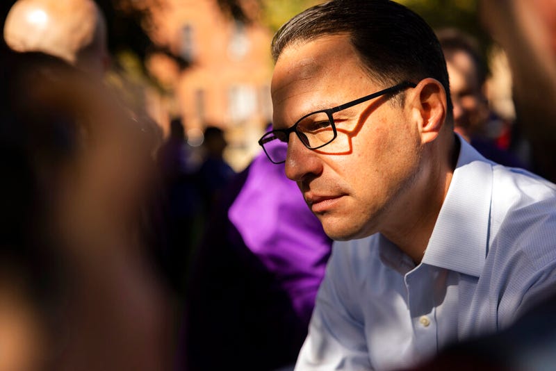 Pennsylvania candidate for governor, state Attorney General Josh Shapiro, meets with attendees at an SEIU union event in Philadelphia, Saturday, Oct. 15, 2022. In one of the most closely watched races in one of the most contested battleground states, both candidates for governor in Pennsylvania bring religion into their campaigns.