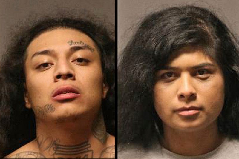 These booking photos released by the Westminster Police Department show suspects Michael Alexander Rodriguez and Bich Dao Vo, aka Michelle Rodriguez. The suspects are in custody after they allegedly kidnapped four people, including a teenage girl and a 6-month-old baby, in Southern California, authorities said. Dao Vo is related to one of the adult victims. The duo remained in jail Sunday, Oct. 30, 2022, without bail and they are expected to appear in court the following week, according to online jail records.