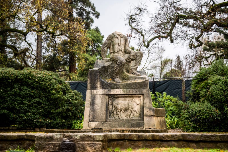 Northern California statue of meat-packing magnate beheaded