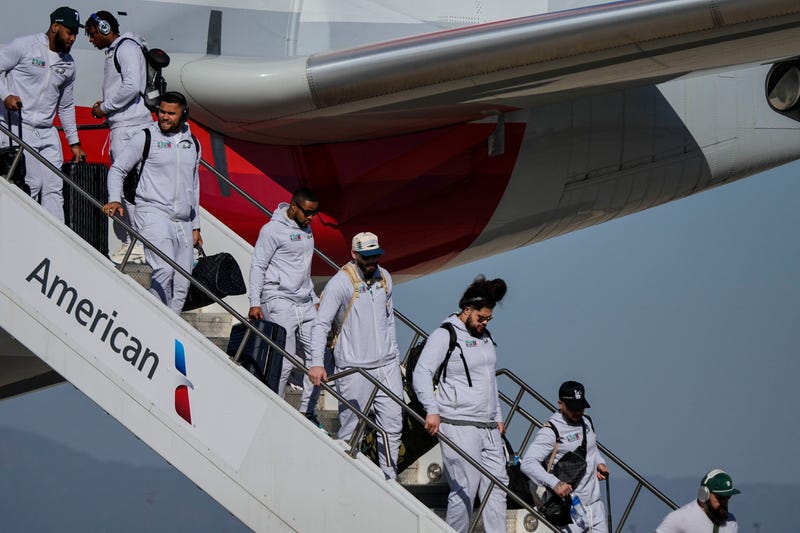 The Philadelphia Eagles arrive ahead of Super Bowl 57 NFL football game, Sunday, Feb. 5, 2023, in Phoenix.