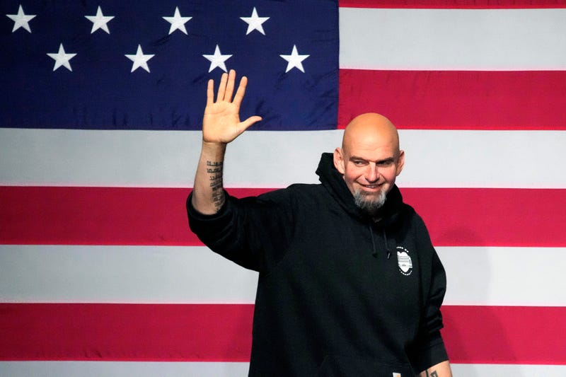Pennsylvania Lt. Gov. John Fetterman takes the stage at an election night party in Pittsburgh on Nov. 9, 2022.