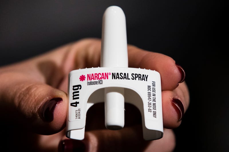 The overdose-reversal drug Narcan is displayed during training for employees of the Public Health Management Corporation, Dec. 4, 2018, in Philadelphia.