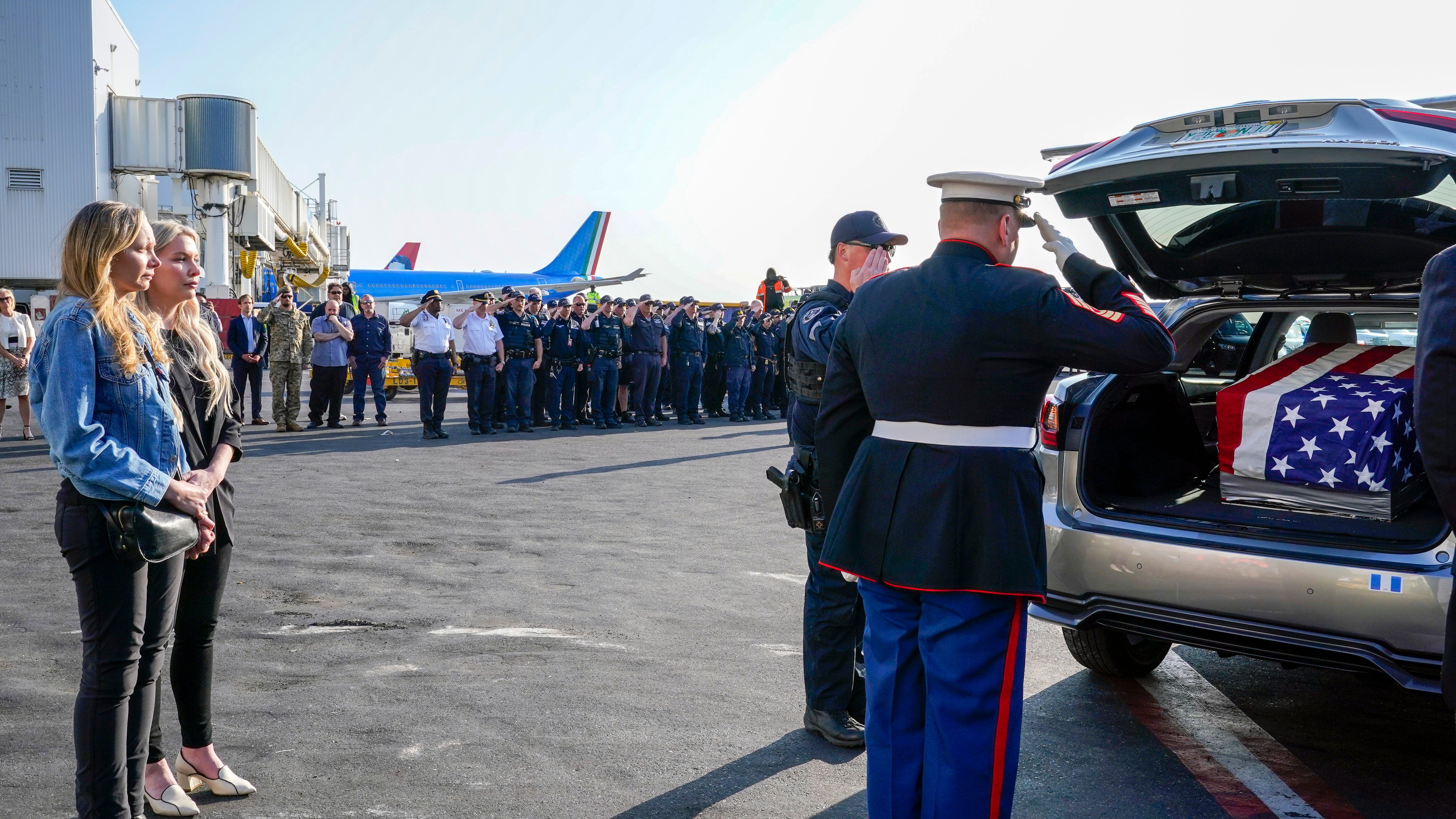 Remains of Marine veteran killed in Ukraine flown home to US
