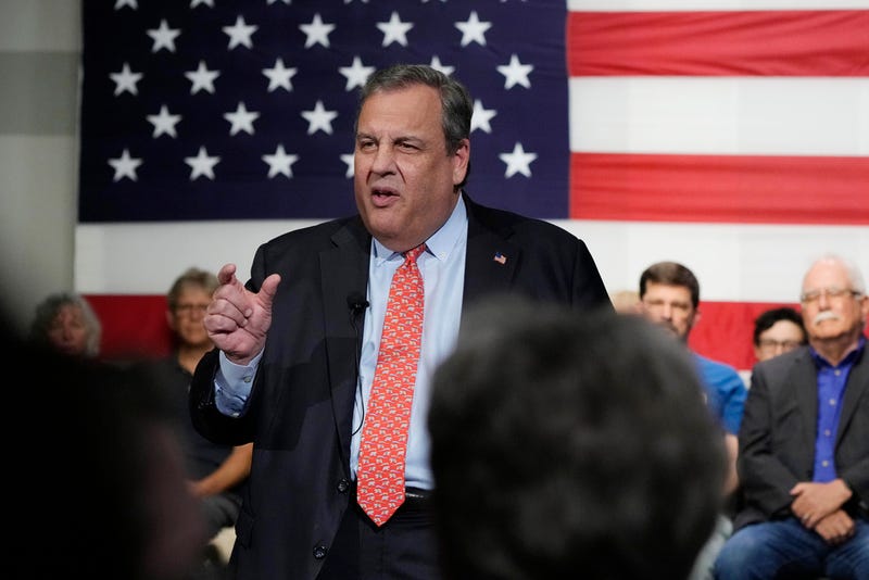 Republican presidential candidate, former New Jersey Gov. Chris Christie, gestures during a gathering on Tuesday in Manchester, N.H.