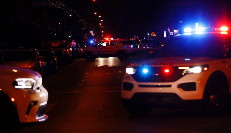 Philadelphia police investigate 56th Street after multiple people were shot in Southwest Philadelphia on July 3, 2023. 