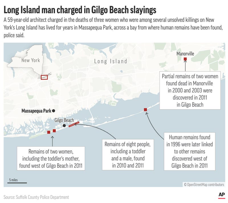 The remains of 10 people were found in 2010 and 2011 near Gilgo Beach