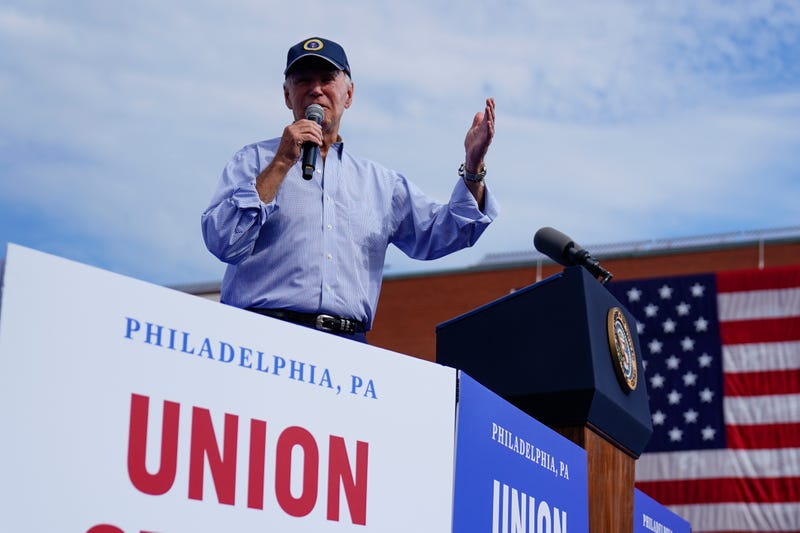 President Joe Biden speaks during a Labor Day event at the Sheet Metal Workers Local 19, in Philadelphia, Monday, Sept. 4, 2023.