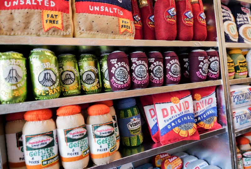 Felt items are pictured on display as part of the "Feltz Bagels" art installation created by British artist Lucy Sparrow Monday, Oct. 2, 2023, in New York