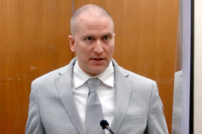 In this image taken from video, former Minneapolis police Officer Derek Chauvin addresses the court at the Hennepin County Courthouse, June 25, 2021, in Minneapolis. Chauvin, the former Minneapolis police officer convicted of murdering George Floyd, was stabbed by another inmate and seriously injured Friday, Nov. 24, 2023, at a federal prison in Arizona, a person familiar with the matter told The Associated Press.