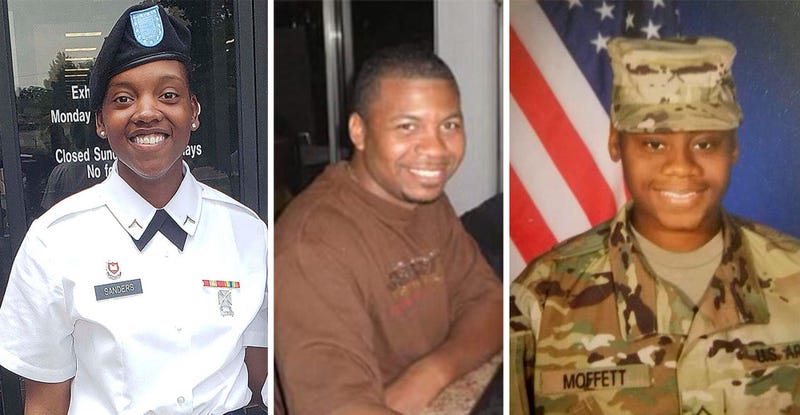 The three soldiers killed in Sunday's drone strike are seen from left to right: Spc. Kennedy Sanders, Sgt. William Jerome Rivers and Spc. Breonna Alexsondria Moffett