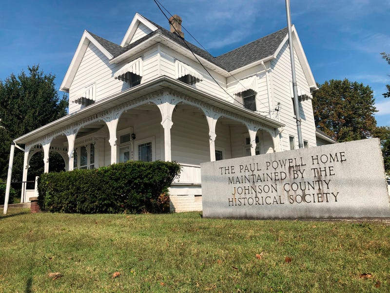 A sign marks he Paul Powell Home and Museum, Oct. 8, 2020 photo in Vienna, Ill. For more than half a century, a Powell-established $250,000 trust sustained his legacy, for better or worse. But the account that maintained his birthplace as a museum will soon run dry.