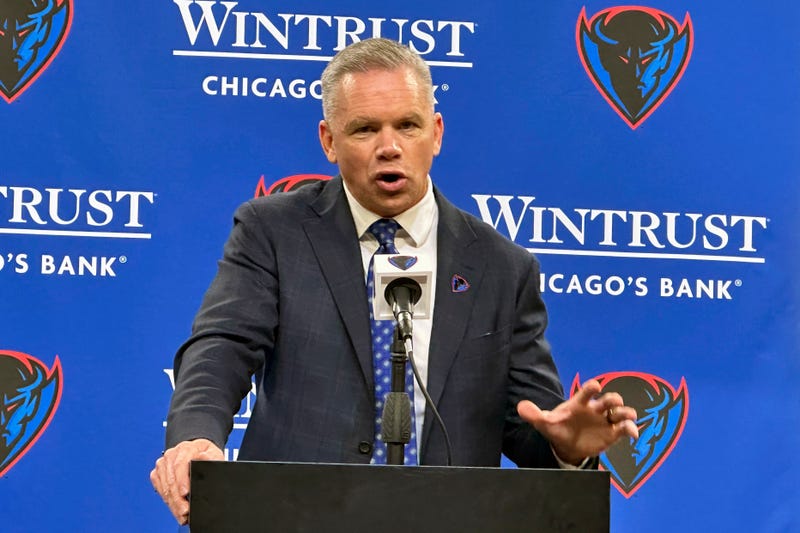Chris Holtmann speaks after being introduced as the new NCAA college basketball head coach at DePaul University in Chicago Monday, March 18, 2024.