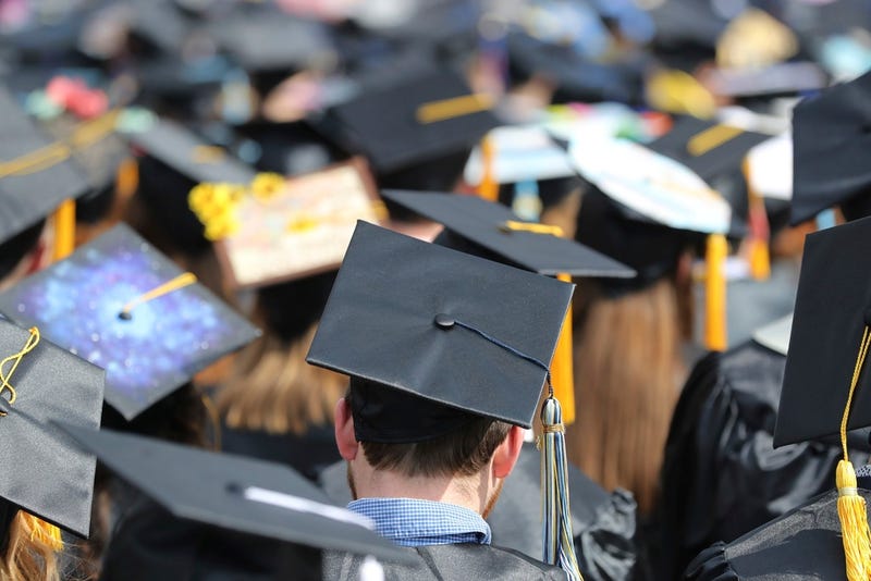 Graduates at commencement ceremony