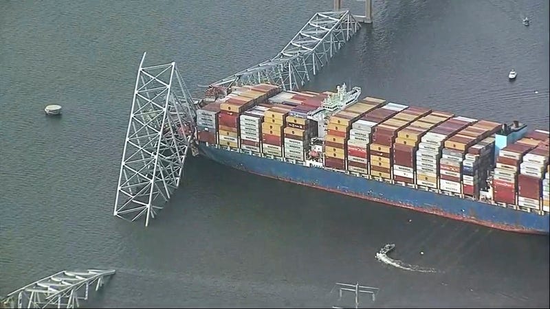 Parts of Baltimore's Francis Scott Key Bridge remain after a container ship collided with one of the bridge’s supports early Tuesday.