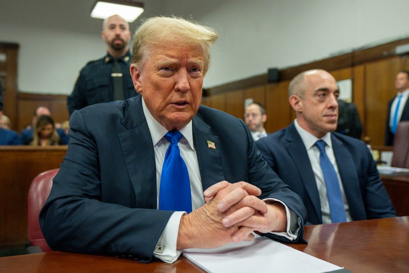Former President Donald Trump appears at Manhattan criminal court during jury deliberations in his criminal hush money trial in New York, Thursday, May 30, 2024.