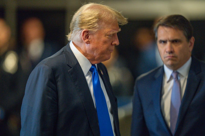 Former President Donald Trump arrives at Manhattan criminal court during jury deliberations in his criminal hush money trial in New York, Thursday, May 30, 2024.