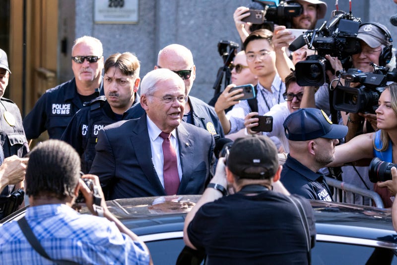 Sen. Bob Menendez, D-N.J., leaves Manhattan federal court, Tuesday, July, 15, 2024, in New York