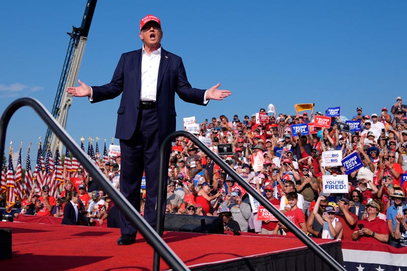 Republican presidential candidate former President Donald Trump arrives for a campaign rally, July 13, 2024, in Butler, Pa.