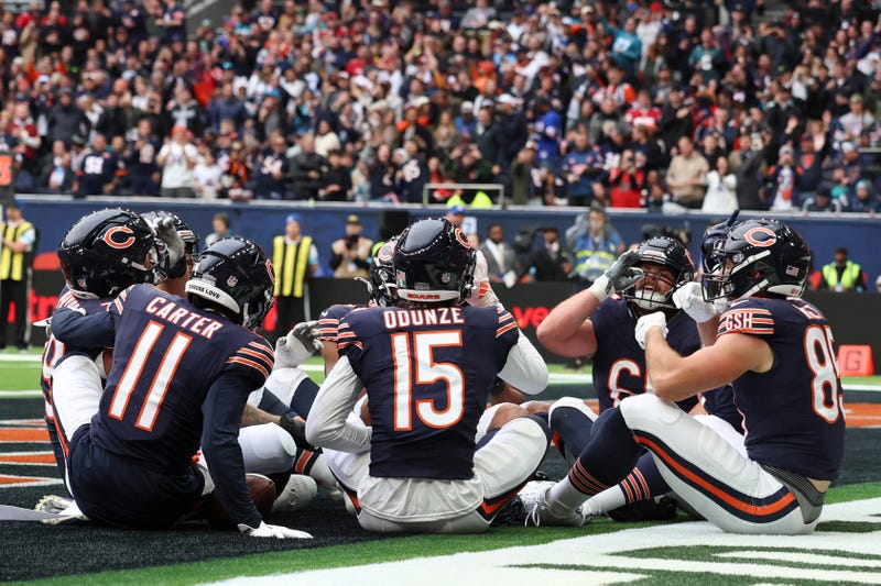 Bears players celebrate