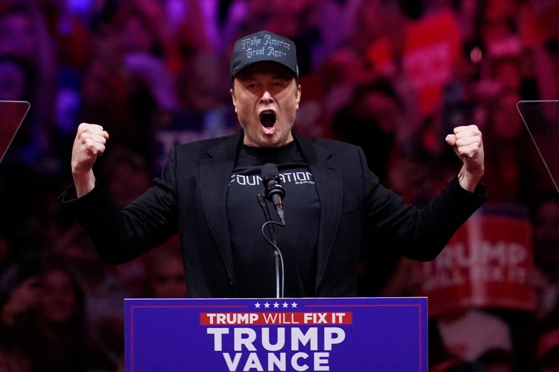 Elon Musk speaks before Republican presidential nominee former President Donald Trump at a campaign rally at Madison Square Garden on Sunday.