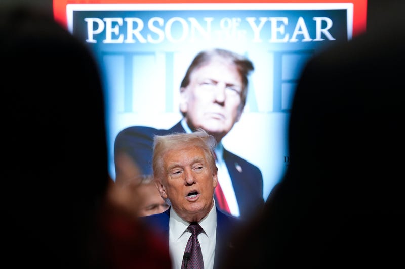 President-elect Donald Trump speaks during a Time magazine Person of the Year event at the New York Stock Exchange, Thursday, Dec. 12, 2024, in New York