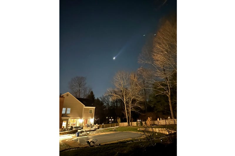 This photo provided by Brian Glenn shows what appears to be multiple drones flying over Bernardsville, N.J., on Dec. 5, 2024.