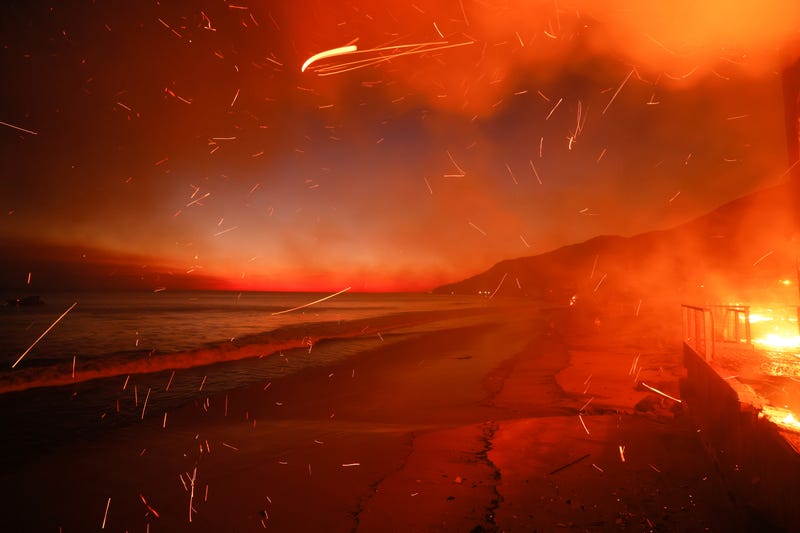 Palisades Fire burns a beach front property
