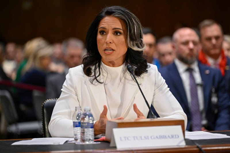 Tulsi Gabbard, President Donald Trump's choice to be the Director of National Intelligence, arrives to appear before the Senate Intelligence Committee