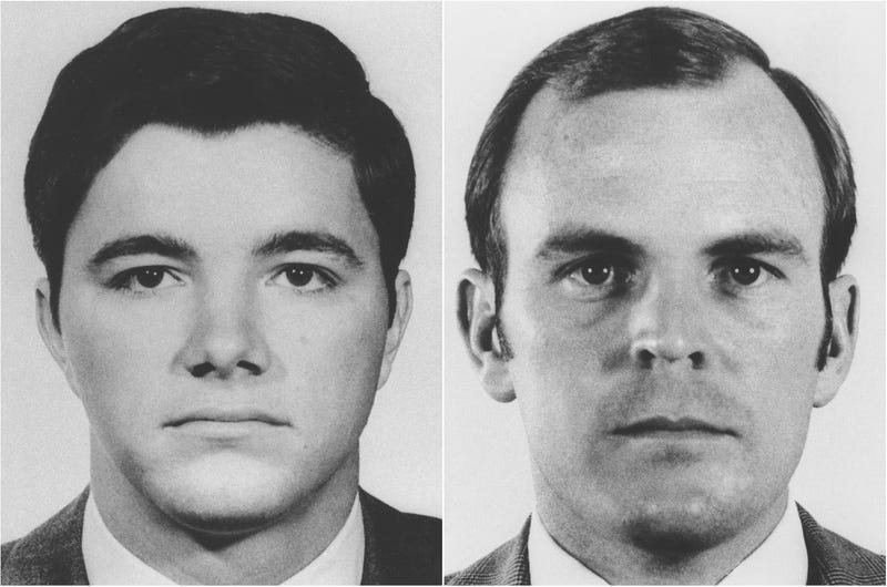 This combination of images provided by the Federal Bureau of Investigation on June 27, 1975, shows Special Agent Ronald A. Williams, left, and Special Agent Jack R. Coler, right.