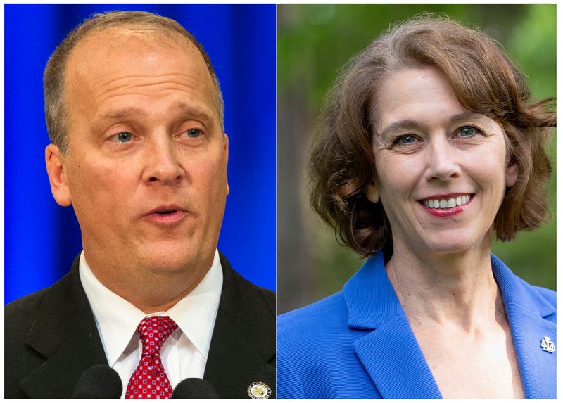 Brad Schimel, former Republican attorney general Brad Schimel, in Madison, Wis., Jan. 5, 2015, and Susan Crawford in June 2024.