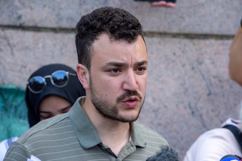 FILE - Student negotiator Mahmoud Khalil is seen at a pro-Palestinian protest encampment on the Columbia University campus in New York, April 29, 2024
