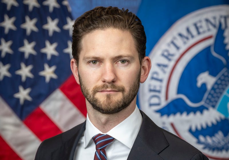 This image provided by the Department of Homeland Security shows Philip Hegseth at DHS headquarters in Washington, Feb. 24, 2025.