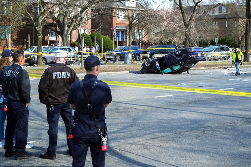 The crash left debris scattered across Ocean Parkway