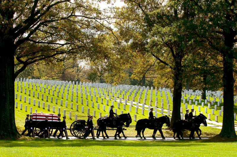 FILE - A U.S. Army Caisson team carries the remains of Army Pfc. Tramaine J. Billingsley during burial services at Arlington National Cemetery in Arlington, Va., Nov. 2, 2010.