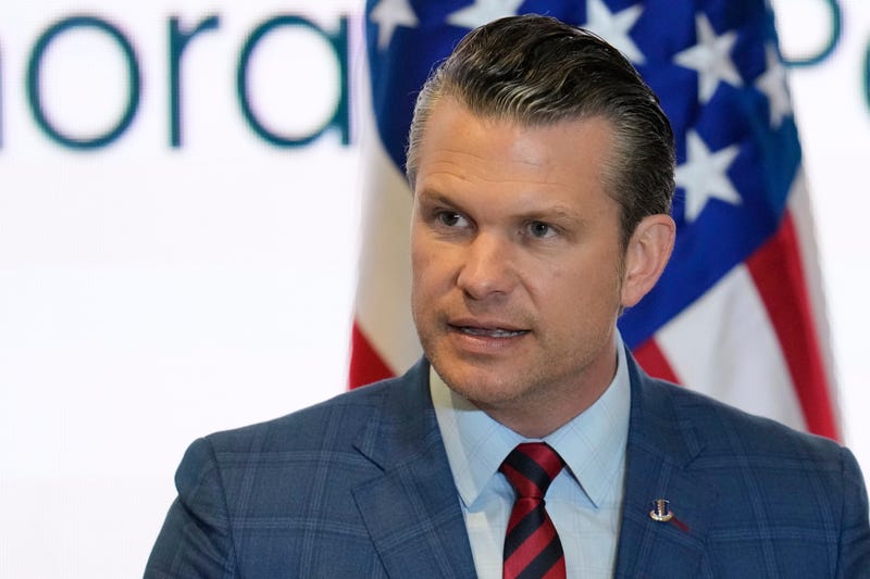 FILE - U.S. Secretary of Defense Pete Hegseth speaks during the Central American Security Conference in Panama City, April 9, 2025.