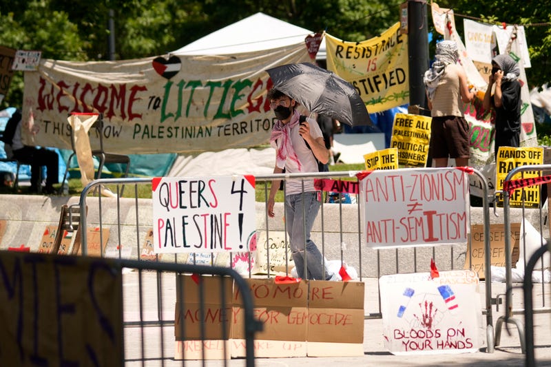 Tents and pro-Palestinian protesters occupy a quad at Drexel University, in Philadelphia, Tuesday, May 21, 2024.