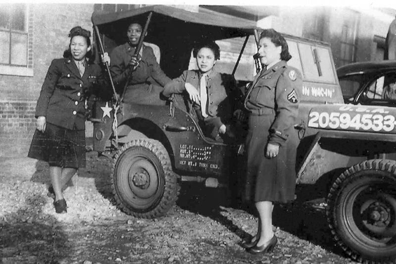 FILE - In this image provided by the National Archives, members of the 6888th Central Postal Directory Battalion, an all-female, all-Black unit formed during World War II, are shown in an undated Department of Defense photo. 