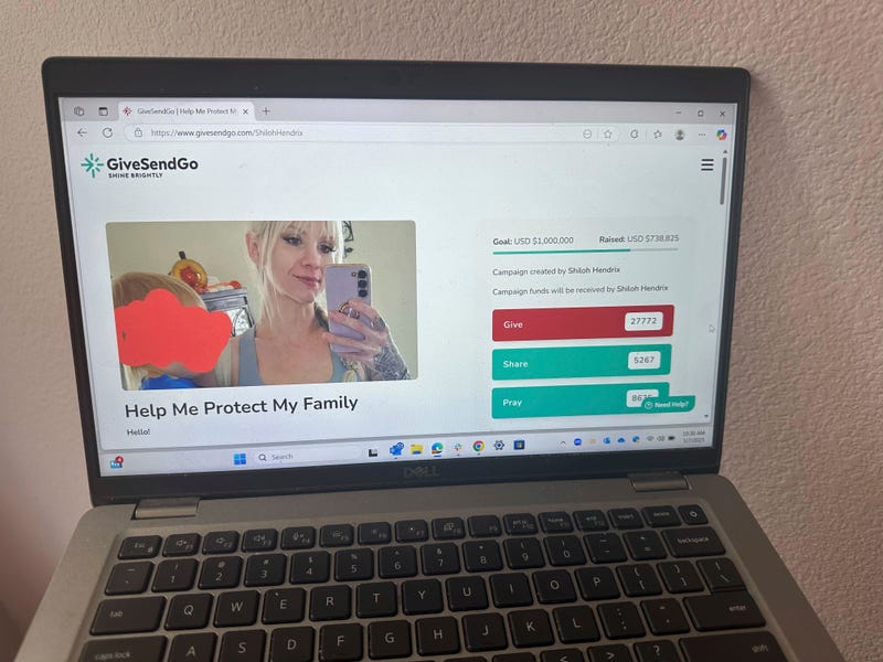 A screenshot of an online fundraiser on the Christian fundraising platform, GiveSendGo, is seen on Wednesday, May 7, 2025.