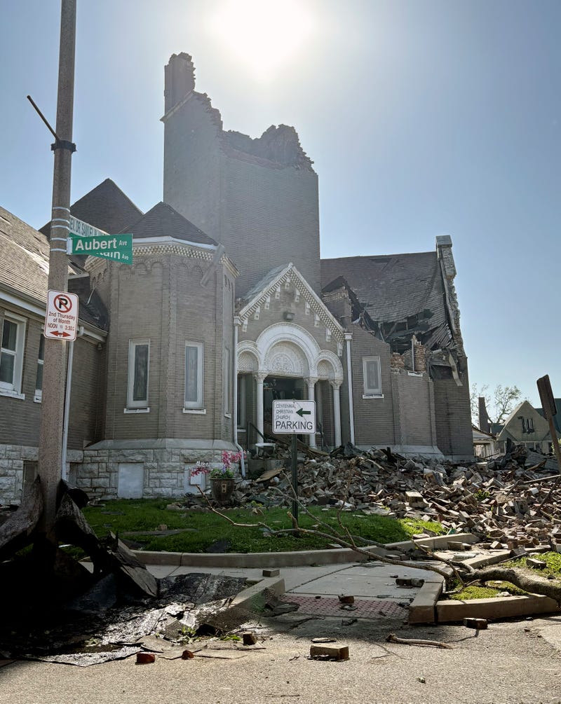 Part of Centennial Christian Church in St. Louis, Missouri, collapsed on Friday, May 16, 2025 when severe storms, including a possible tornado, swept through the city.