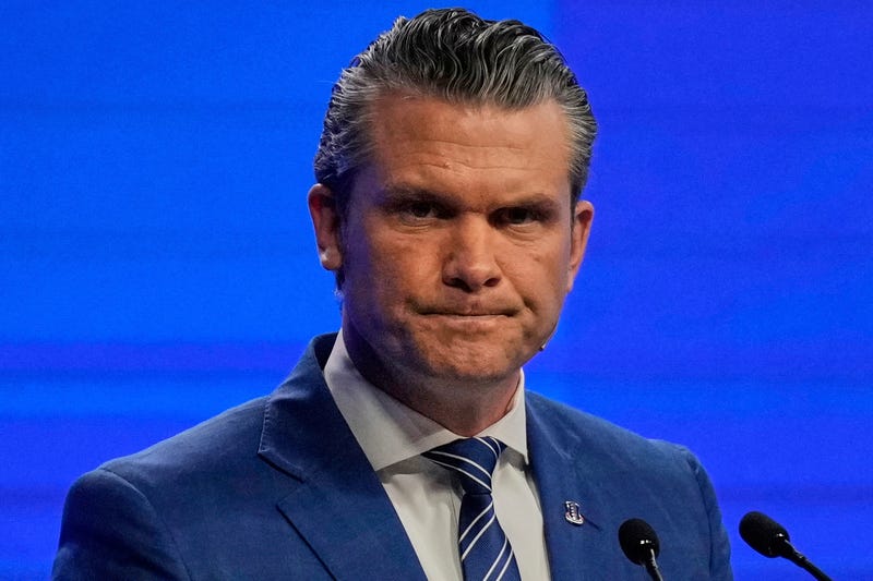 FILE - U.S. Defense Secretary Pete Hegseth delivers his speech during the 22nd Shangri-La Dialogue summit in Singapore, Saturday, May 31, 2025.
