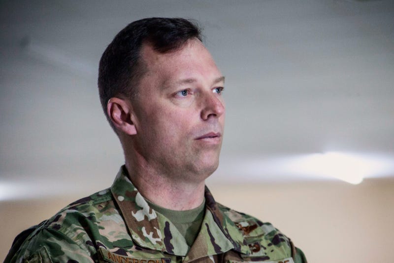 FILE - U.S. Air Force Brig. Gen. Dagvin Anderson, commander of the U.S. military's special forces in Africa, speaks to the Associated Press in Thies, Senegal, Feb. 25, 2020.