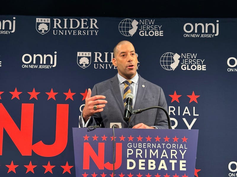 Sean Spiller, head of the teachers union New Jersey Education Association, speaks after the Democratic gubernatorial debate at Rider University on Feb. 2, 2025, in Lawrenceville, N.J.
